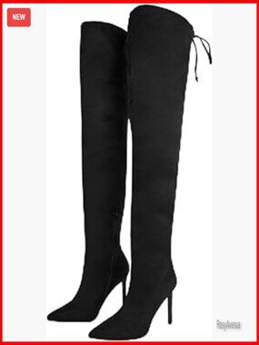 Thigh High Stiletto Heel Over Knee Boots Faux Suede Side Zip